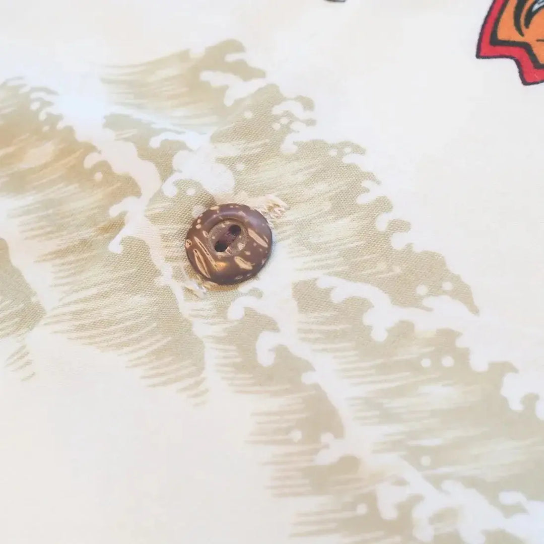 Surf Cream Hawaiian Border Shirt Made in Hawaii