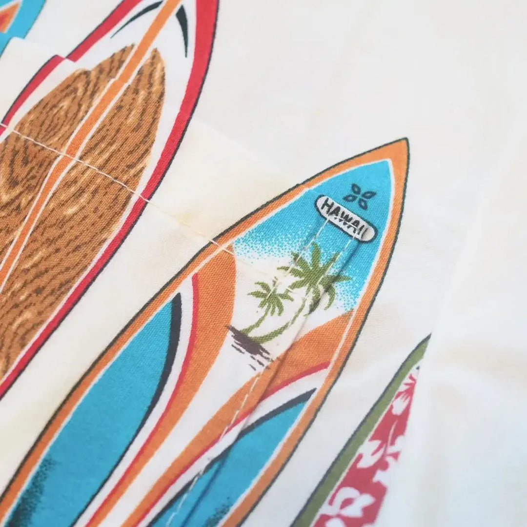 Surf Cream Hawaiian Border Shirt Made in Hawaii