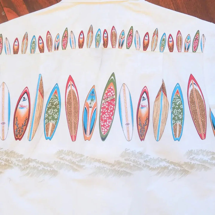 Surf Cream Hawaiian Border Shirt Made in Hawaii
