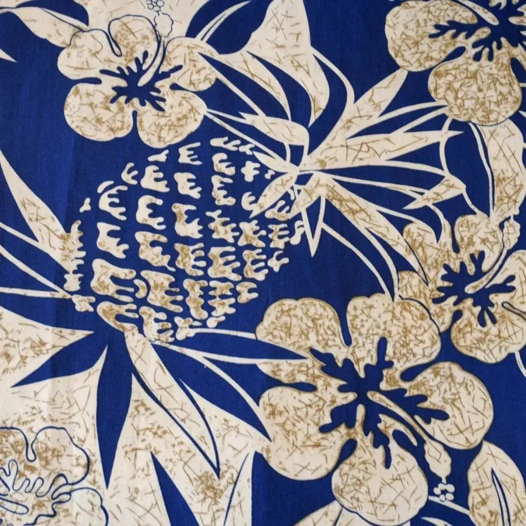 Sweet Pineapple Blue Cotton Hawaiian Tea Muumuu Dress Made in Hawaii