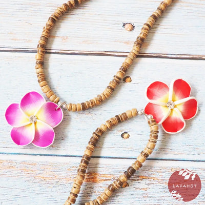 Twinkle Plumeria Red Pendant Hawaiian Necklace - Made In Hawaii