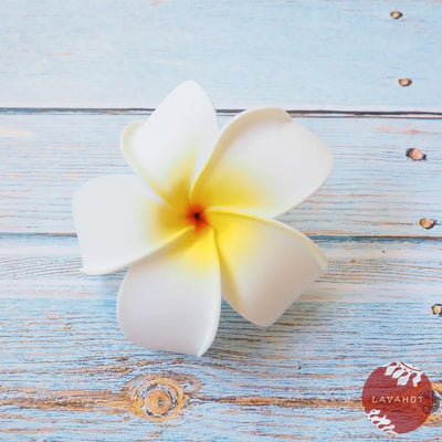 White Lucky Plumeria Flower Hair Clip - Made In Hawaii
