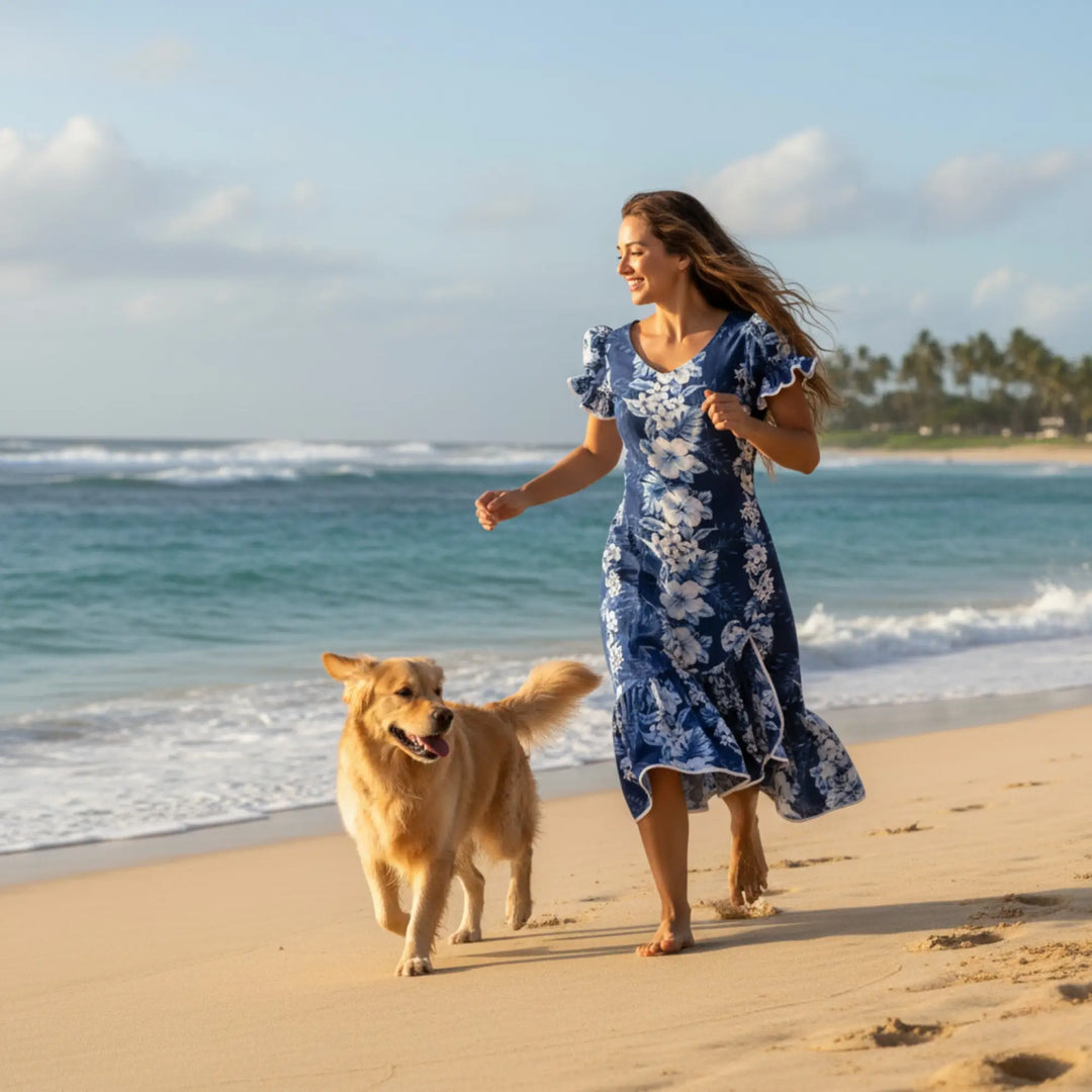 Midi / Mid-length Hawaiian Floral Dresses - Lavahut