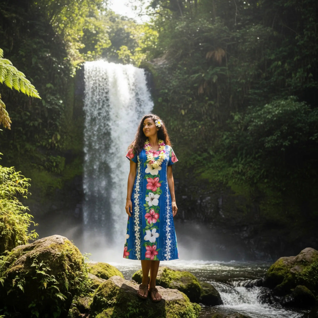 Midi / Mid-length Hawaiian Floral Dresses - Lavahut