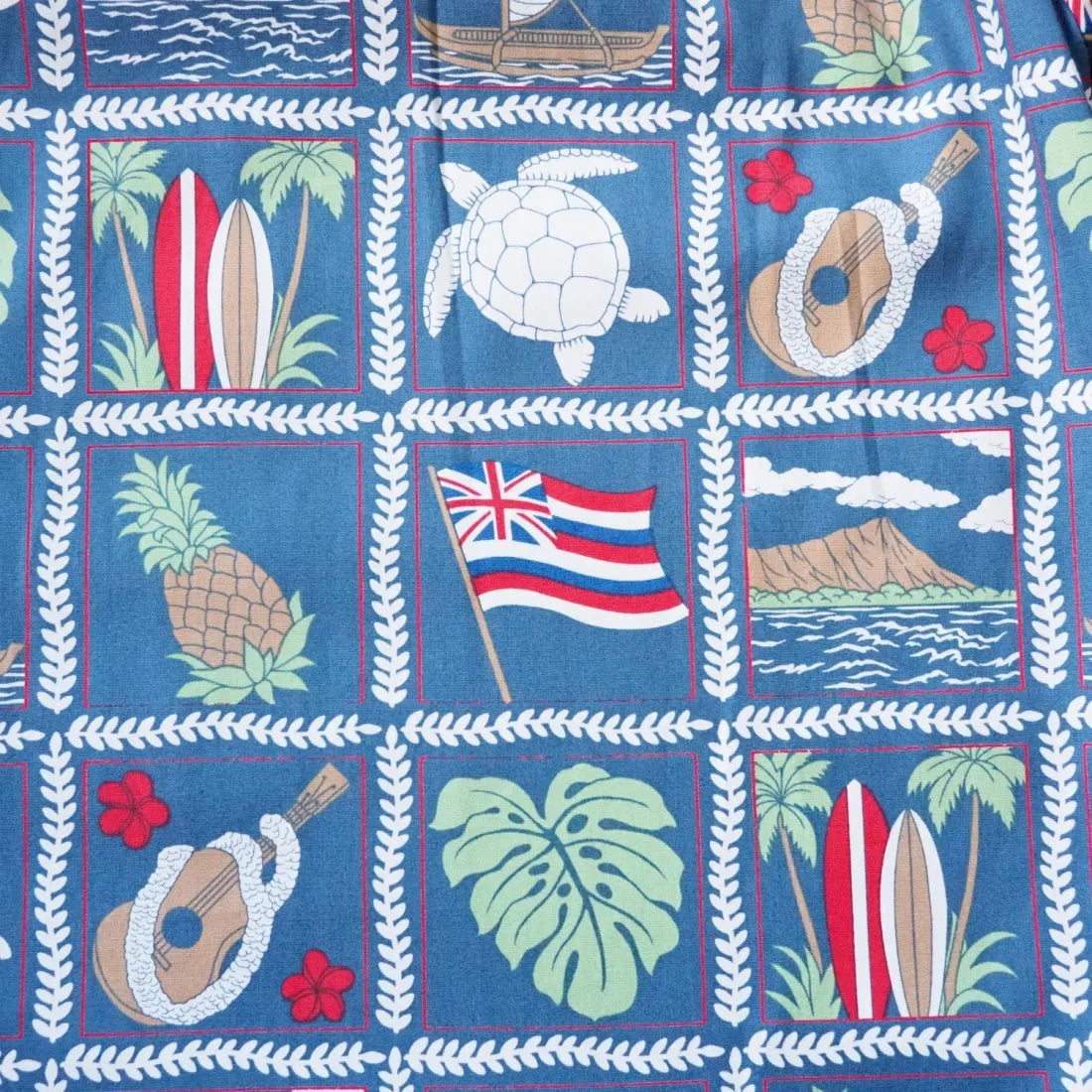 50th State Blue Hawaiian Cotton Shirt - Made In Hawaii