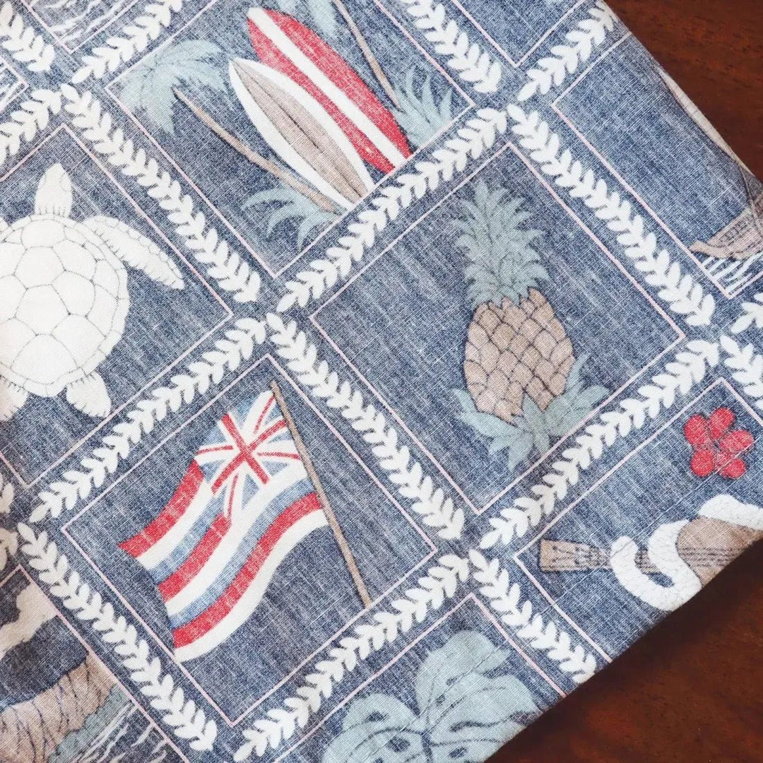 50th State Navy Hawaiian REVERSE Shirt – Authentic Hawaiian Reverse Men's Shirts by Lavahut