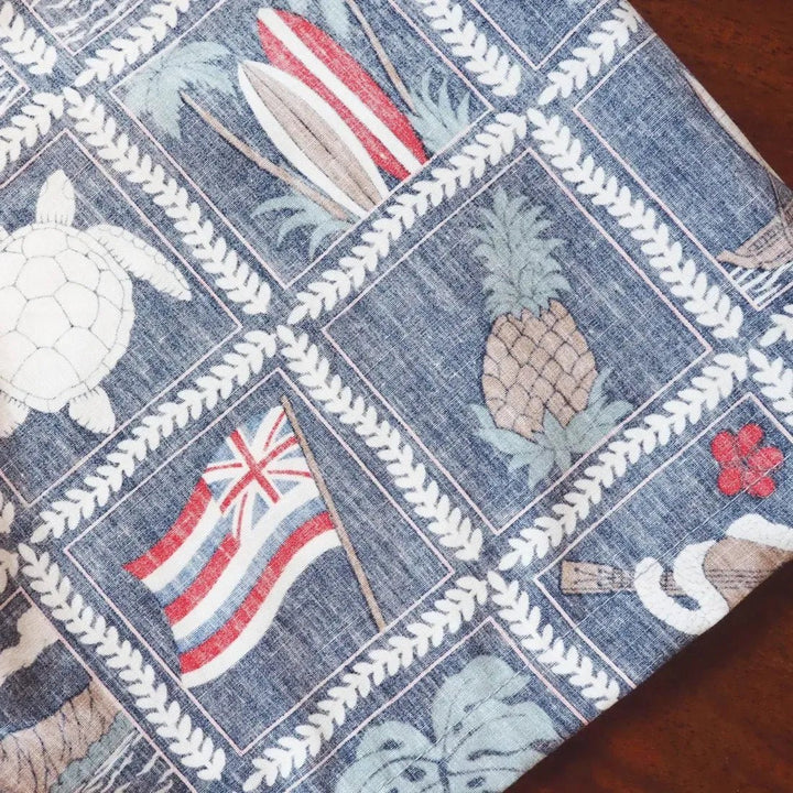 50th State Navy Hawaiian REVERSE Shirt – Authentic Hawaiian Reverse Men's Shirts by Lavahut