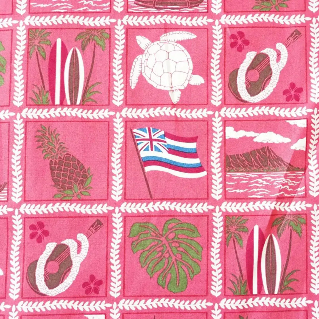 50th State Pink Hawaiian Cotton Shirt Made in Hawaii