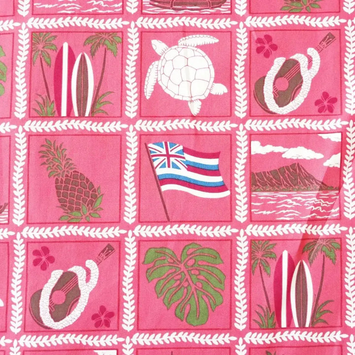 50th State Pink Hawaiian Cotton Shirt Made in Hawaii
