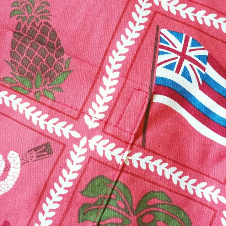 50th State Pink Hawaiian Cotton Shirt Made in Hawaii