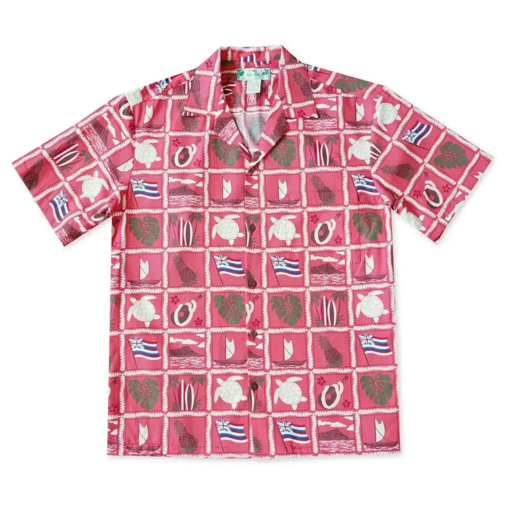 50th State Pink Hawaiian Cotton Shirt Made in Hawaii