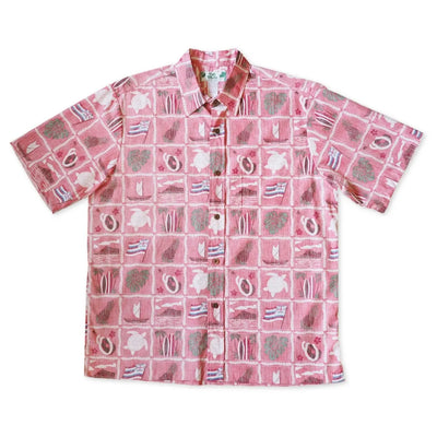 50th State Pink Hawaiian Reverse Shirt - Made In Hawaii
