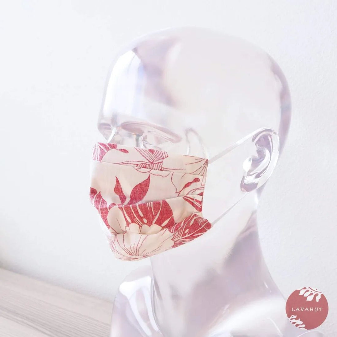 Accordion + Filter Pocket • Red Orchid – Authentic Hawaiian Face Mask by Lavahut