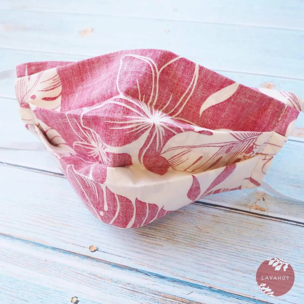 Accordion + Filter Pocket • Red Orchid – Authentic Hawaiian Face Mask by Lavahut