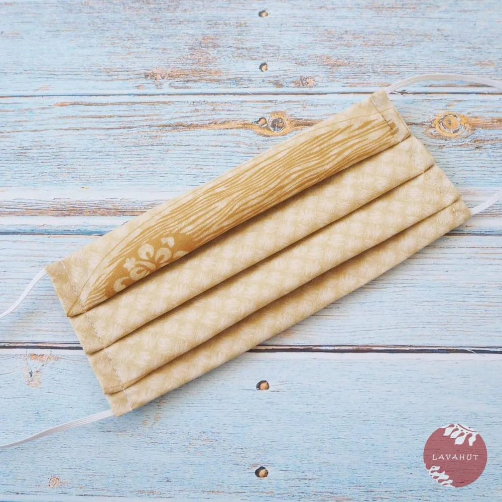 Accordion + Filter Pocket • Tan Lauhala – Authentic Hawaiian Face Mask by Lavahut