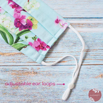 Accordion + Pocket Adjustable Loops • Aqua Orchid Bouquet - Made In Hawaii