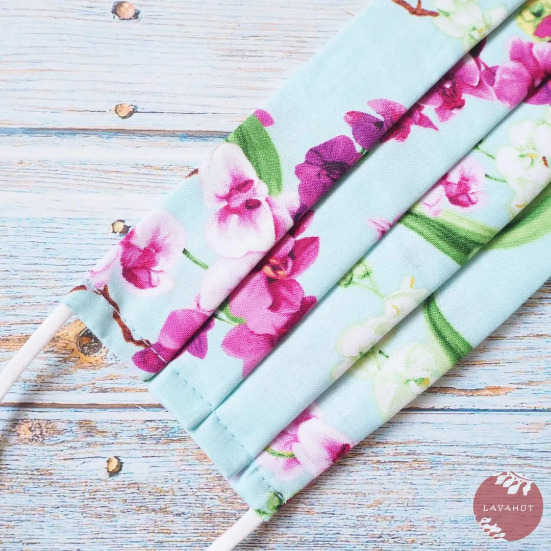 Accordion + Pocket + Adjustable Loops • Aqua Orchid Bouquet - Made in Hawaii