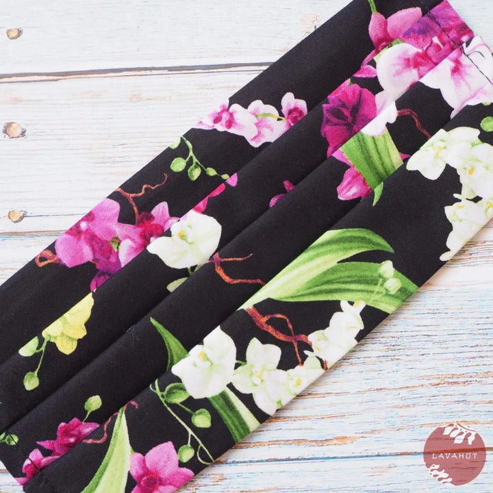 Accordion + Pocket + Adjustable Loops • Black Orchid Bouquet - Made in Hawaii