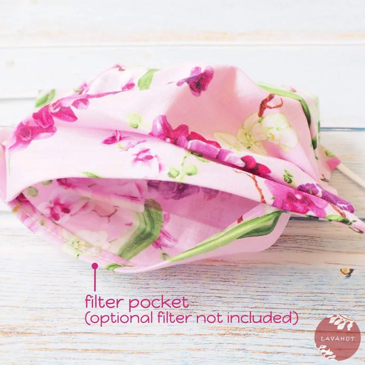 Accordion + Pocket + Adjustable Loops ?? Pink Orchid Bouquet - Made in Hawaii