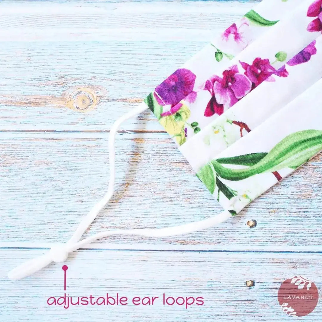 Accordion + Pocket + Adjustable Loops • White Orchid Bouquet - Made in Hawaii