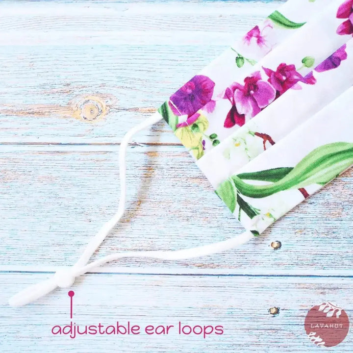Accordion + Pocket + Adjustable Loops • White Orchid Bouquet - Made in Hawaii