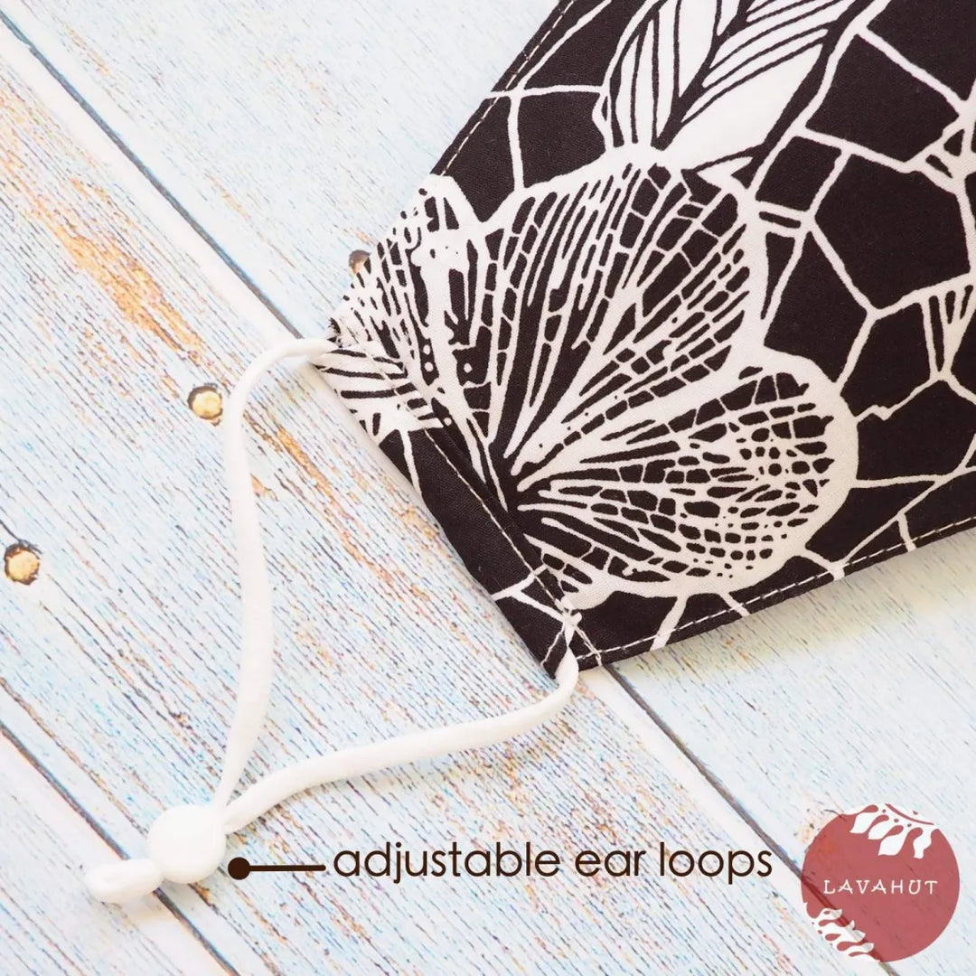 Adjustable Fashion Face Mask ?? Black Waialua - Made in Hawaii