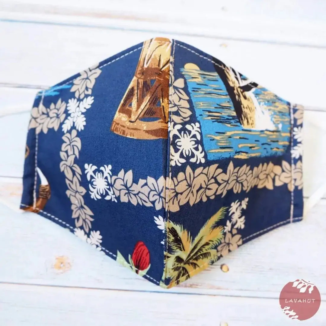 Adjustable Fashion Face Mask • Blue Moana - Made in Hawaii