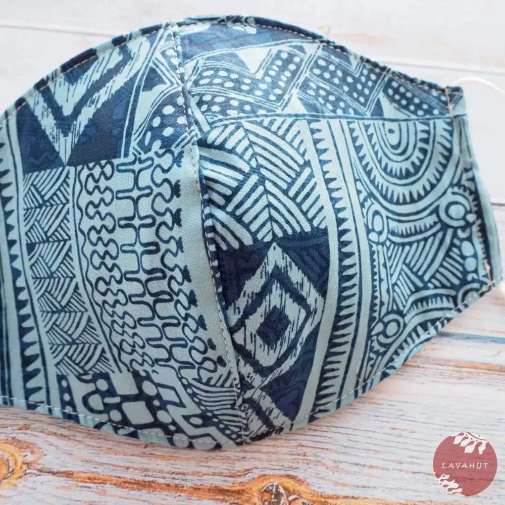 Adjustable Fashion Face Mask • Blue Tribal - Made in Hawaii