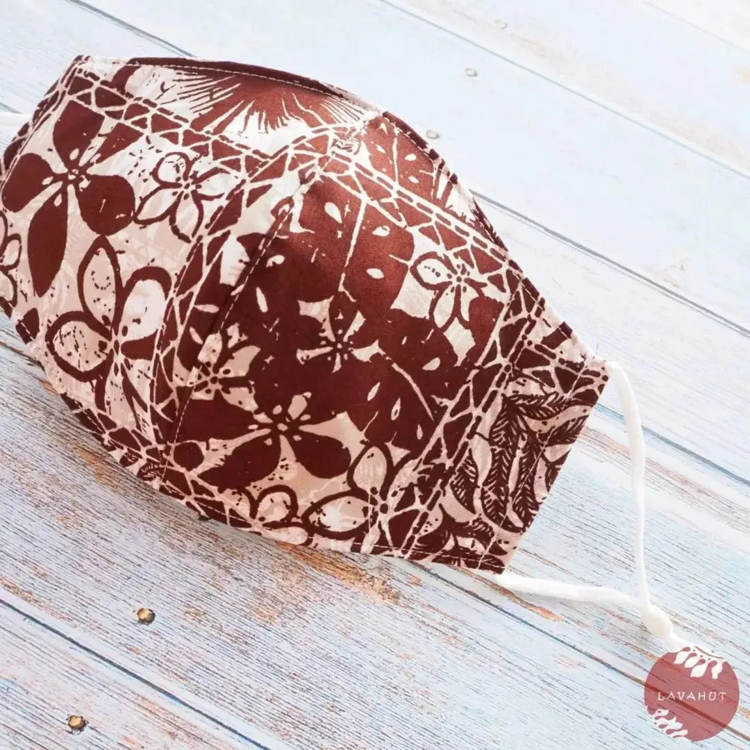 Adjustable Fashion Face Mask • Brown Punaluu - Made in Hawaii