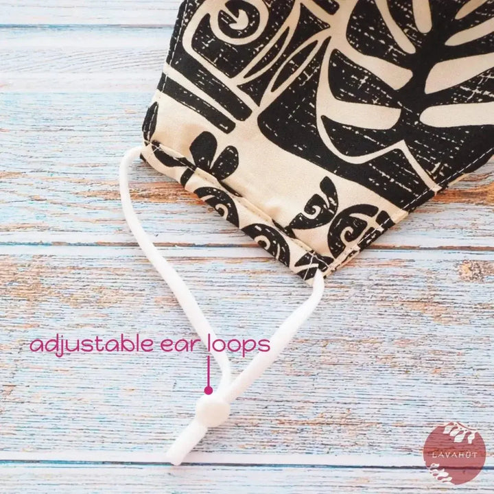 Adjustable Fashion Face Mask • Cream Akaka - Made in Hawaii
