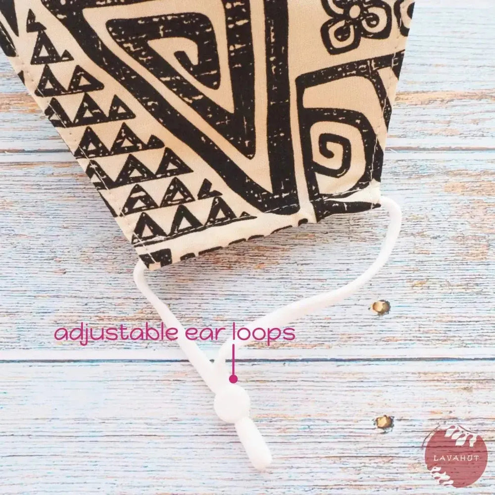 Adjustable Fashion Face Mask • Cream Akaka - Made in Hawaii