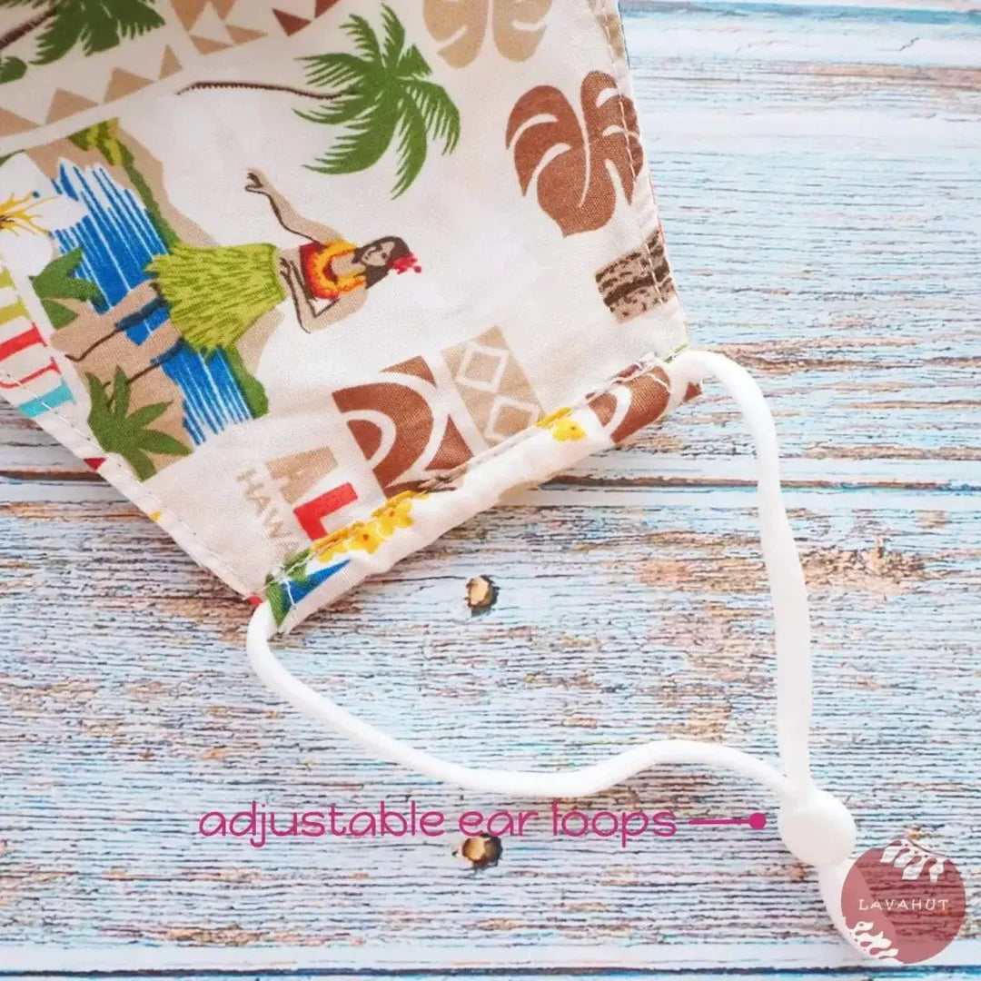 Adjustable Fashion Face Mask • Cream Happy Hour - Made in Hawaii