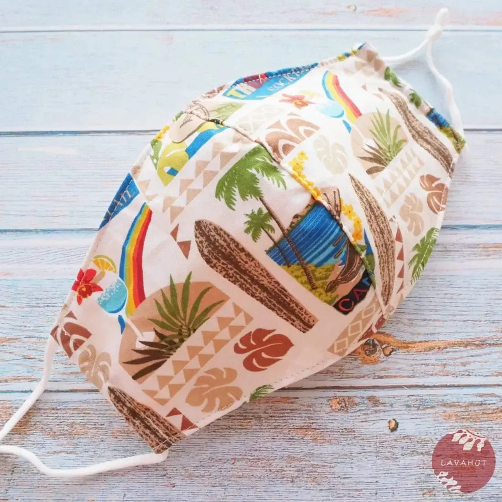 Adjustable Fashion Face Mask • Cream Happy Hour - Made in Hawaii