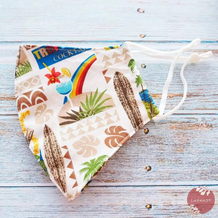 Adjustable Fashion Face Mask • Cream Happy Hour - Made in Hawaii