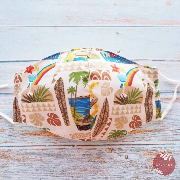 Adjustable Fashion Face Mask • Cream Happy Hour - Made in Hawaii