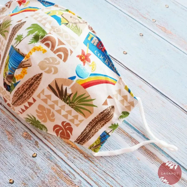 Adjustable Fashion Face Mask • Cream Happy Hour - Made in Hawaii
