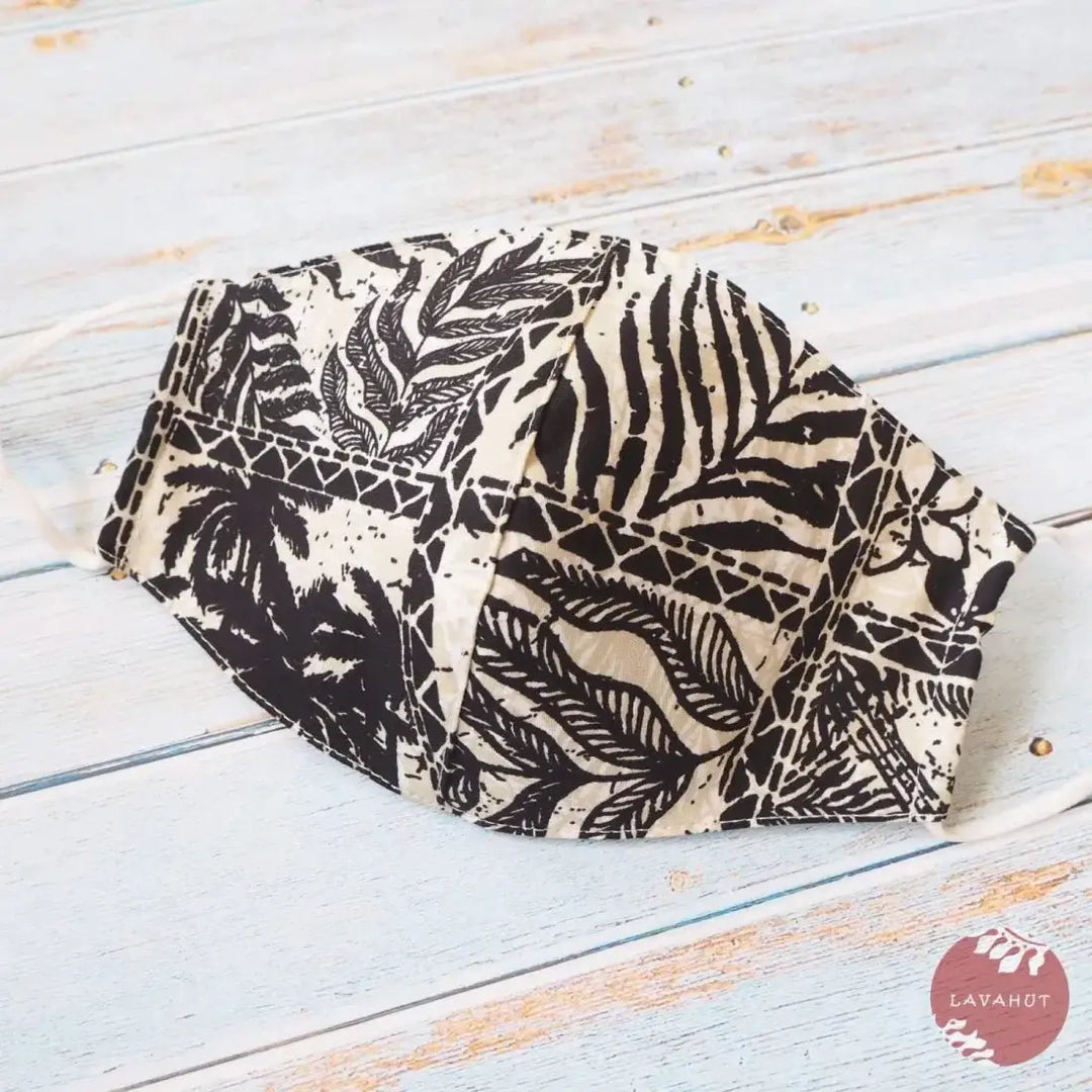 Adjustable Fashion Face Mask • Cream Island Greenery - Made in Hawaii