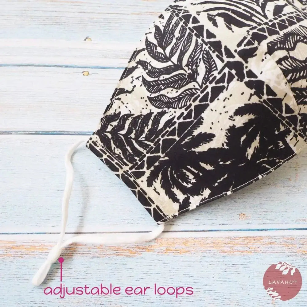 Adjustable Fashion Face Mask • Cream Island Greenery - Made in Hawaii