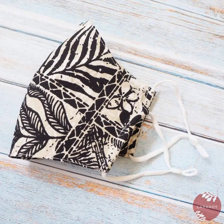 Adjustable Fashion Face Mask • Cream Island Greenery - Made in Hawaii