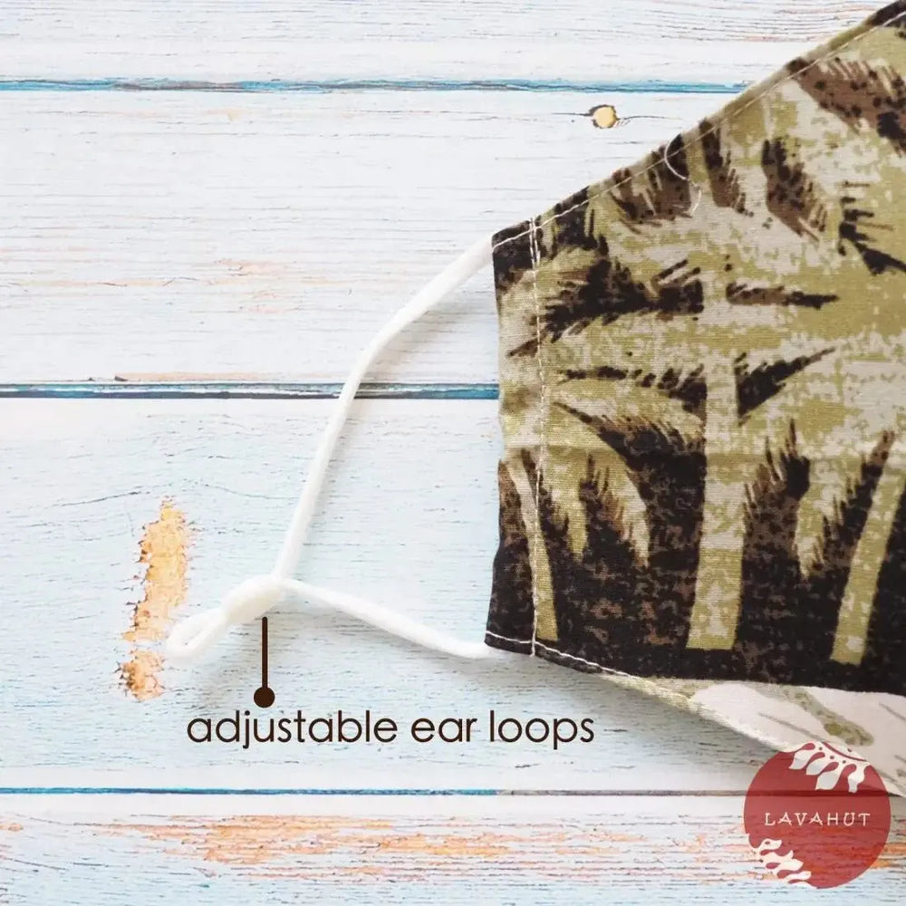 Adjustable Fashion Face Mask • Green Hamakua - Made in Hawaii