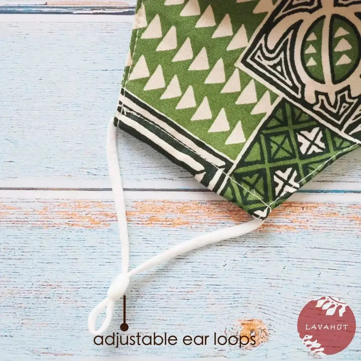 Adjustable Fashion Face Mask • Green Puuloa - Made in Hawaii