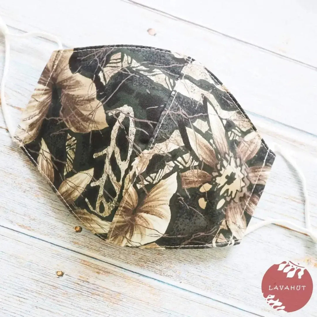 Adjustable Fashion Face Mask • Grey Taro Patch - Made in Hawaii