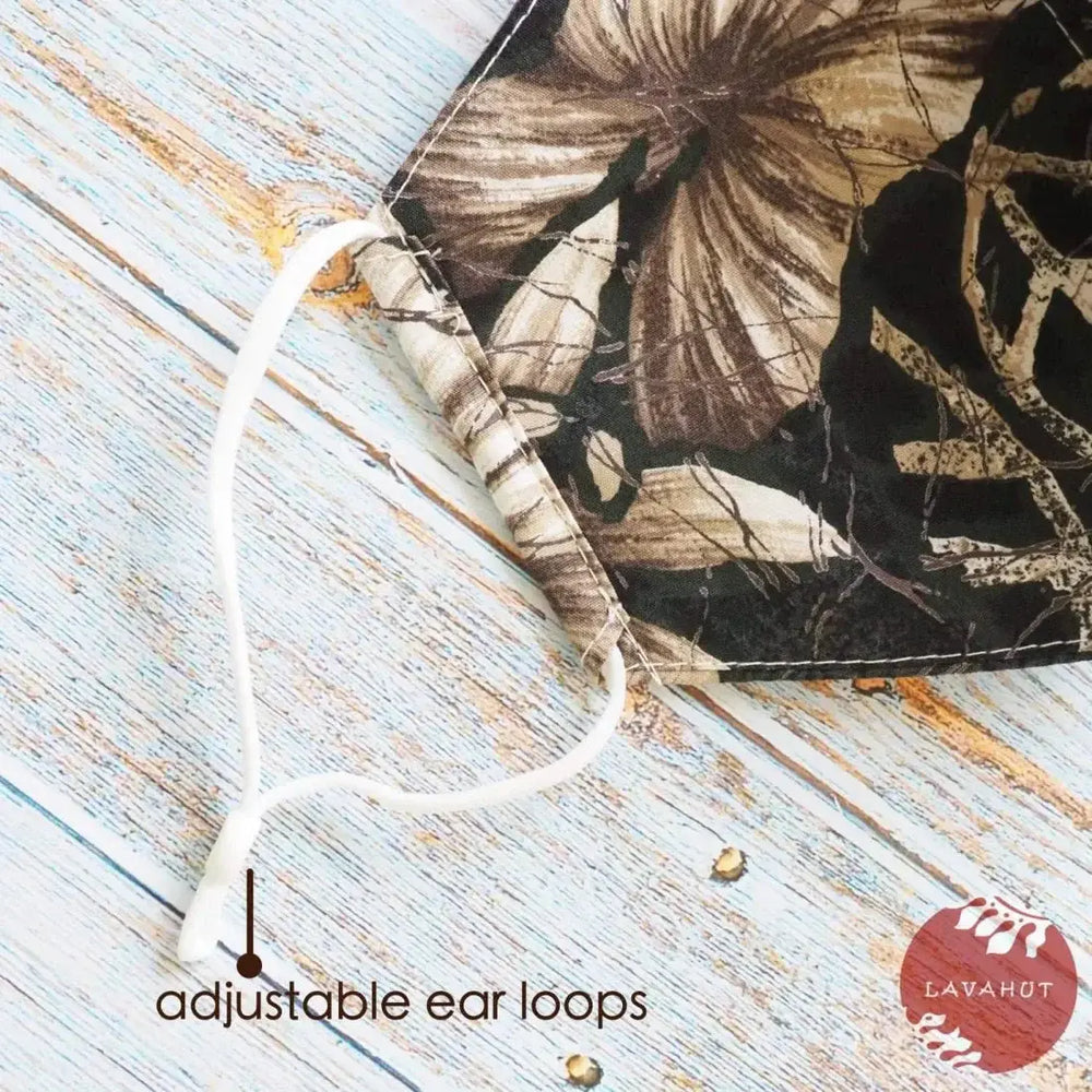 Adjustable Fashion Face Mask • Grey Taro Patch - Made in Hawaii