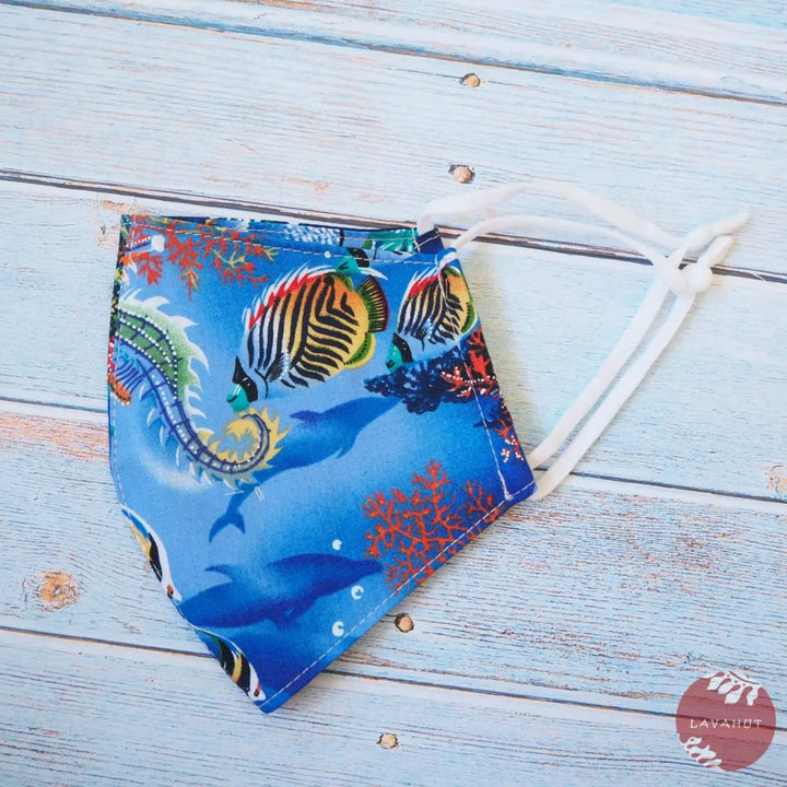 Adjustable Fashion Face Mask • Royal Blue ?Under the Sea’ - Made in Hawaii