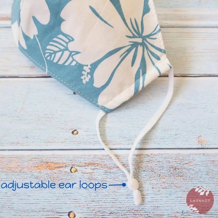 Adjustable Fashion Face Mask • Sky Blue Kalo Kalo - Made in Hawaii