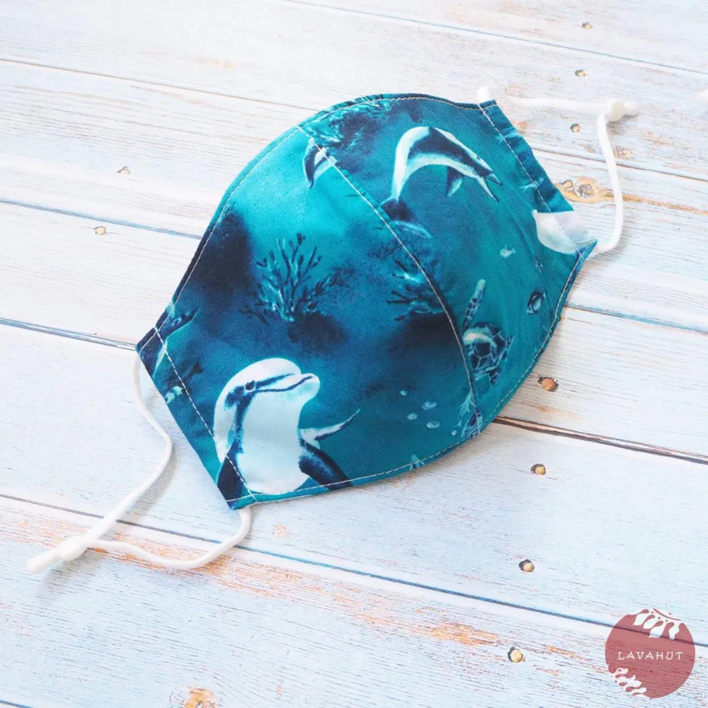 Adjustable Fashion Face Mask • Teal Sea Life - Made in Hawaii