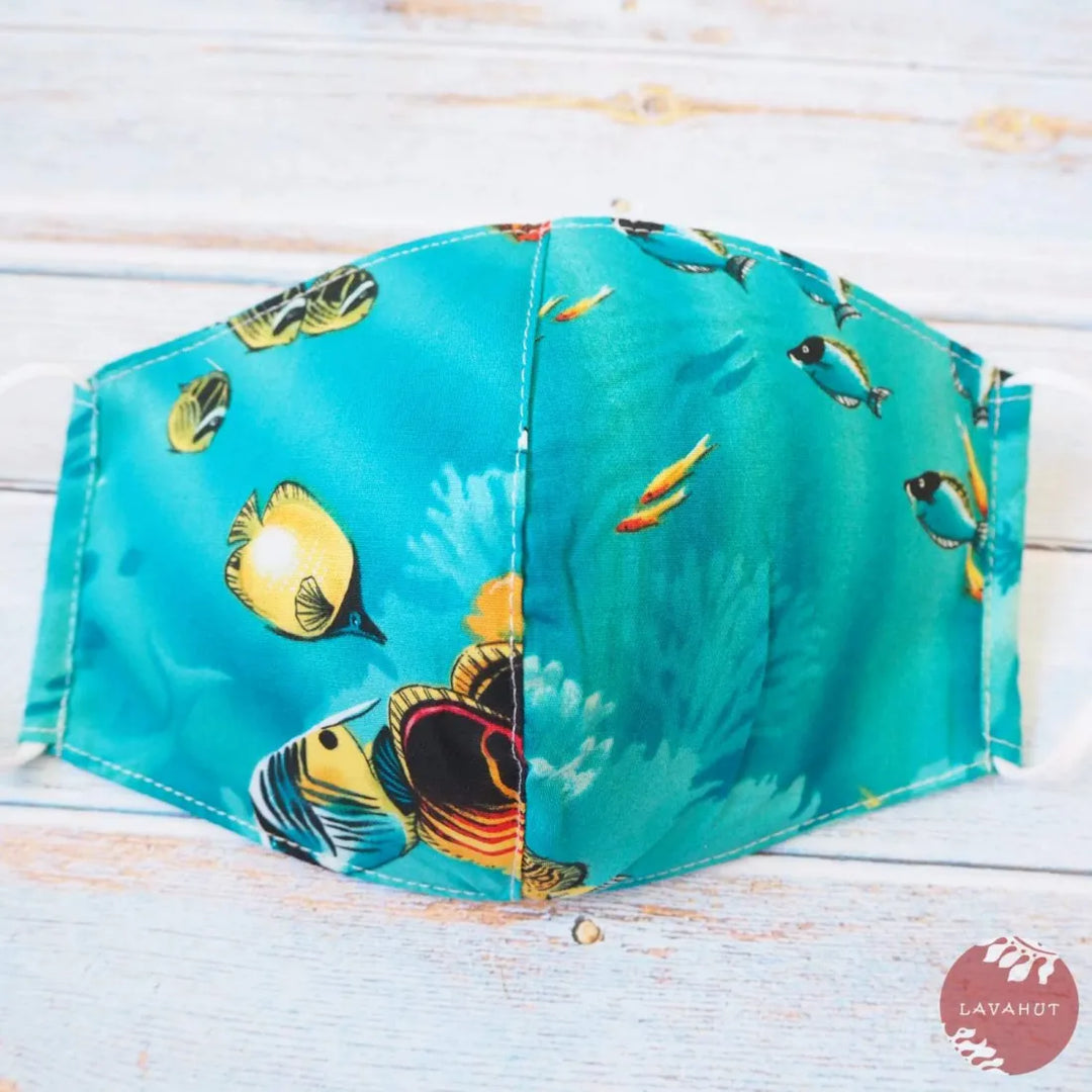 Adjustable Fashion Face Mask ?? Teal ??nder the Sea’ - Made in Hawaii