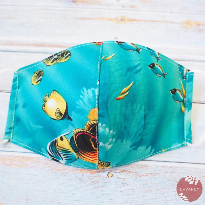 Adjustable Fashion Face Mask ?? Teal ??nder the Sea’ - Made in Hawaii