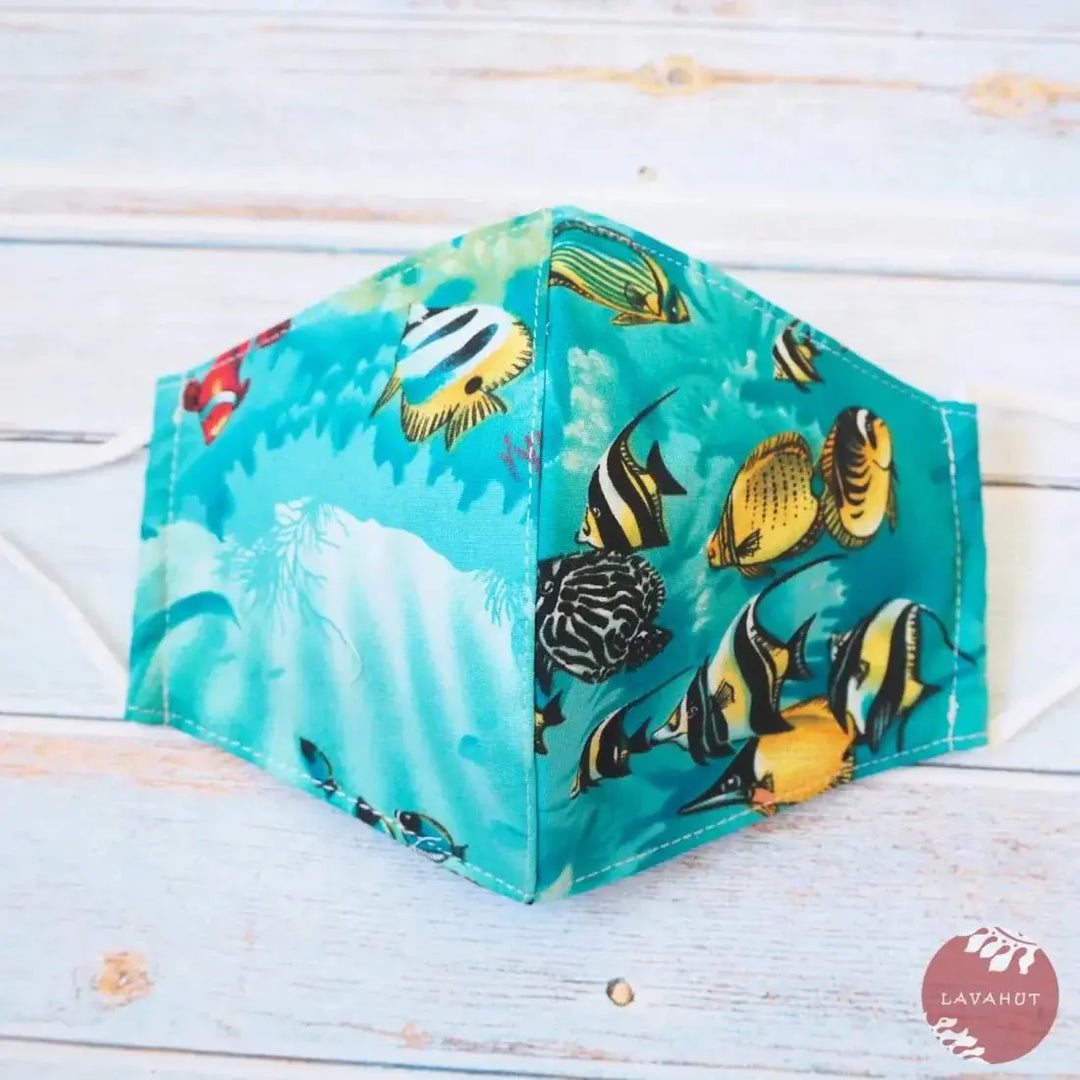 Adjustable Fashion Face Mask • Teal ?Under the Sea’ - Made in Hawaii