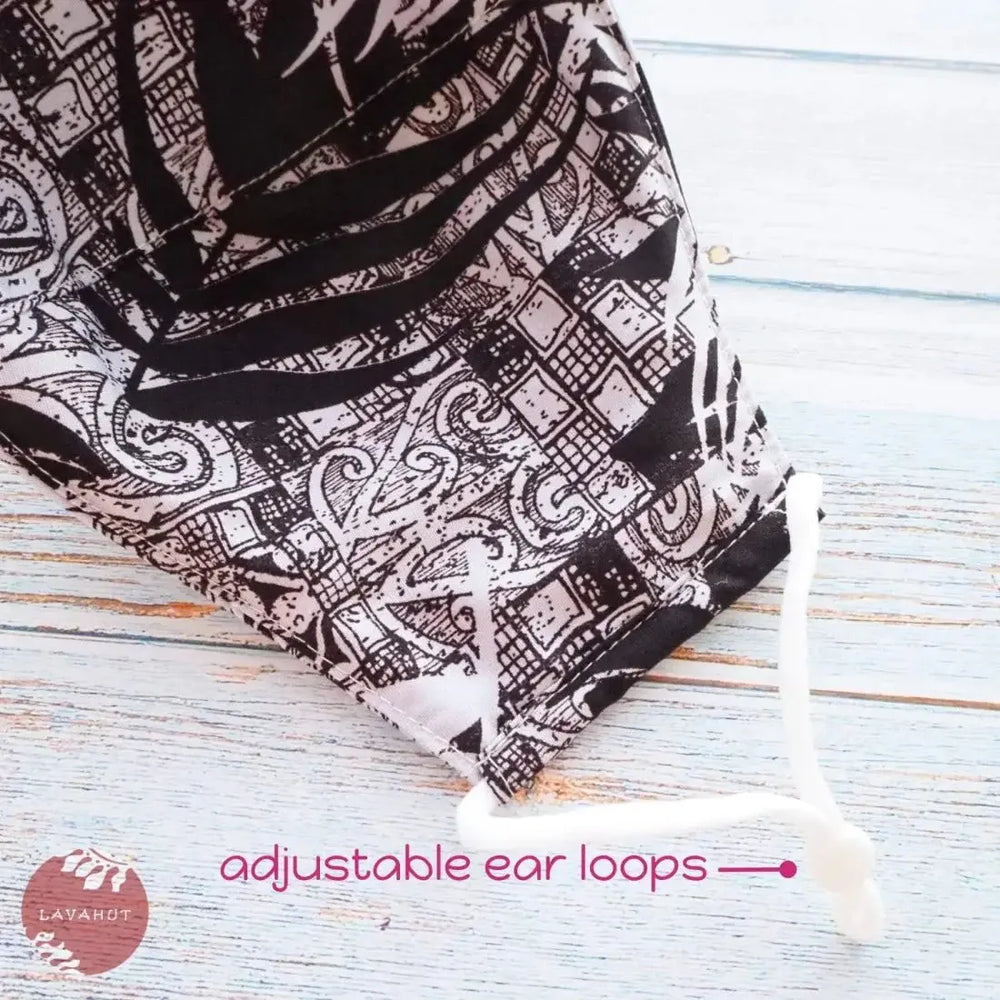 Adjustable Fashion Face Mask • White Haleakala - Made in Hawaii